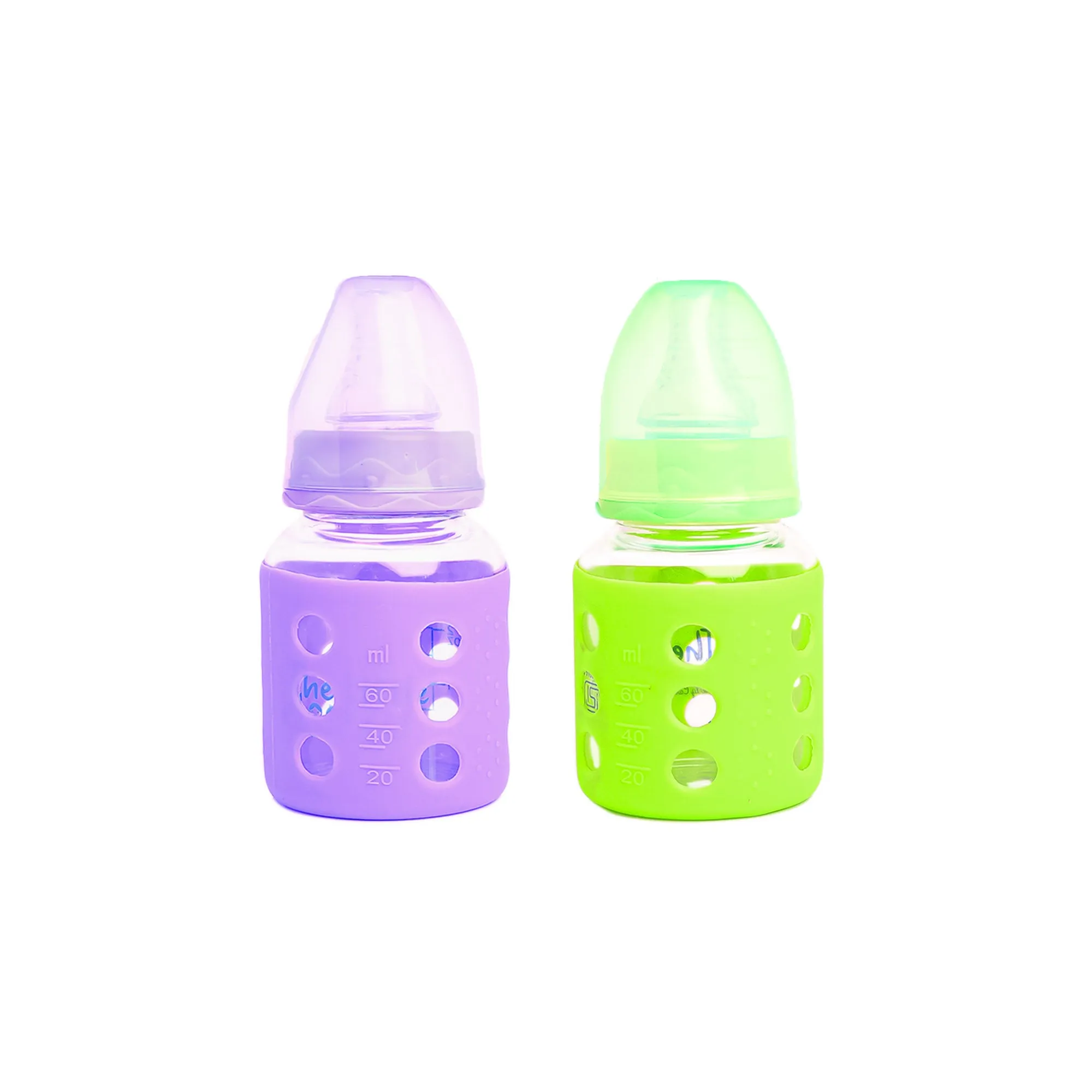 The Little Lookers High Borosilicate Glass Feeding Bottle for Baby/Feeder for Newborn |Super Soft Flow Control & Anti Colic Nipple for Infants/Toddlers(Pack of 2)