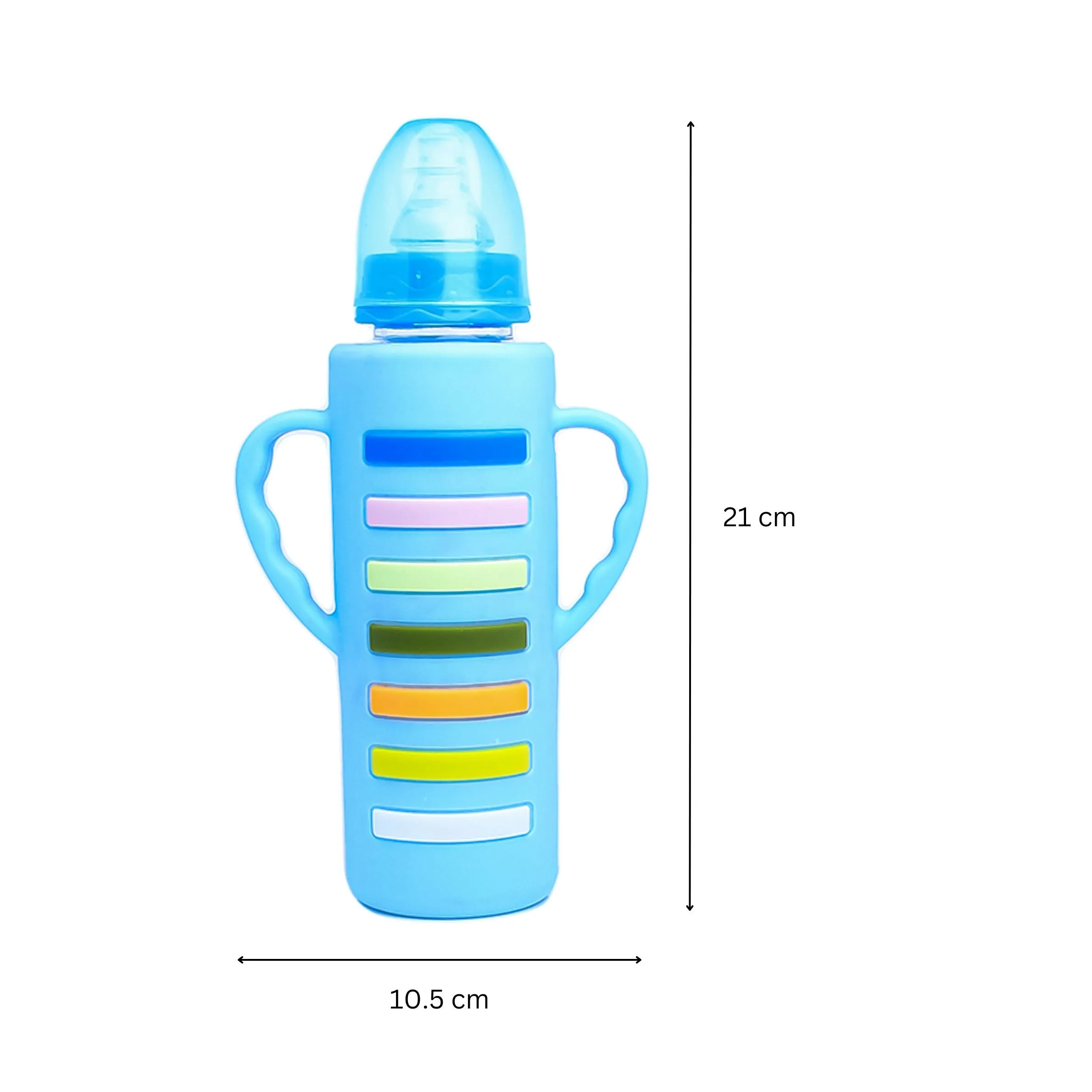 The Little Lookers High Borosilicate Glass Feeding Bottle with Handle Silicon Cover for Baby/Feeder for Newborn | Super Soft Flow Control & Anti Colic Nipple for Infants/Toddlers(Pack of 3)