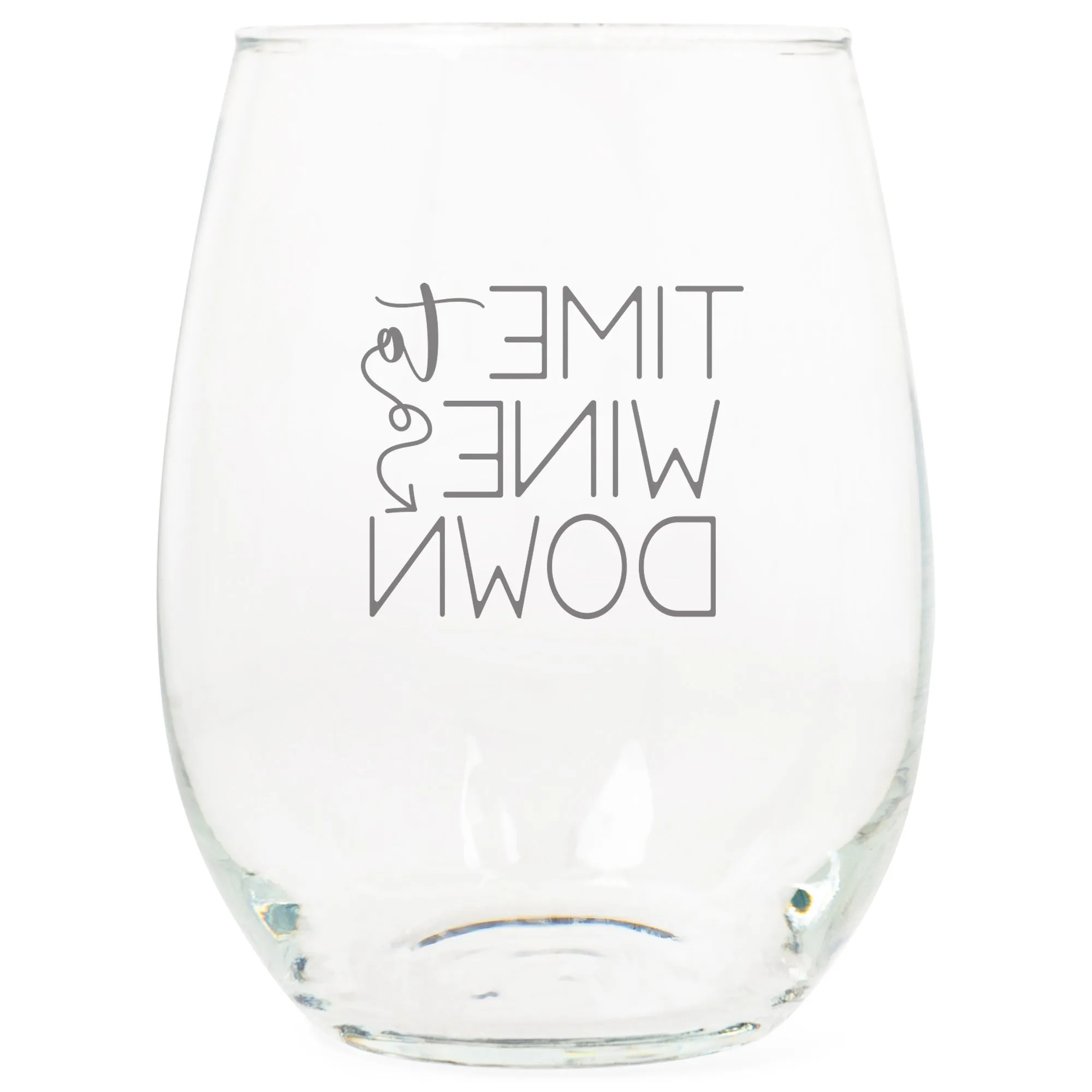 Time to Wines Down Black 14 ounce Glass Stemless Wine Glass