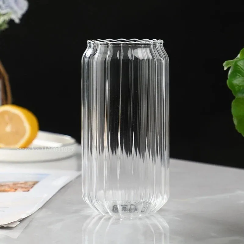 Transparent Glass Cup with Straw