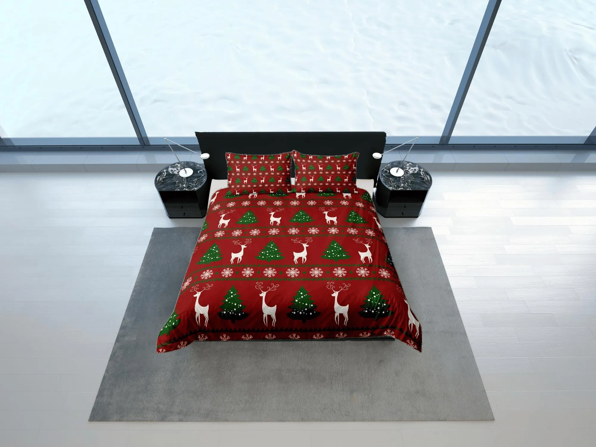 Ugly christmas sweater inspired duvet cover set christmas full size bedding & pillowcase, college bedding, crib toddler bedding holiday gift