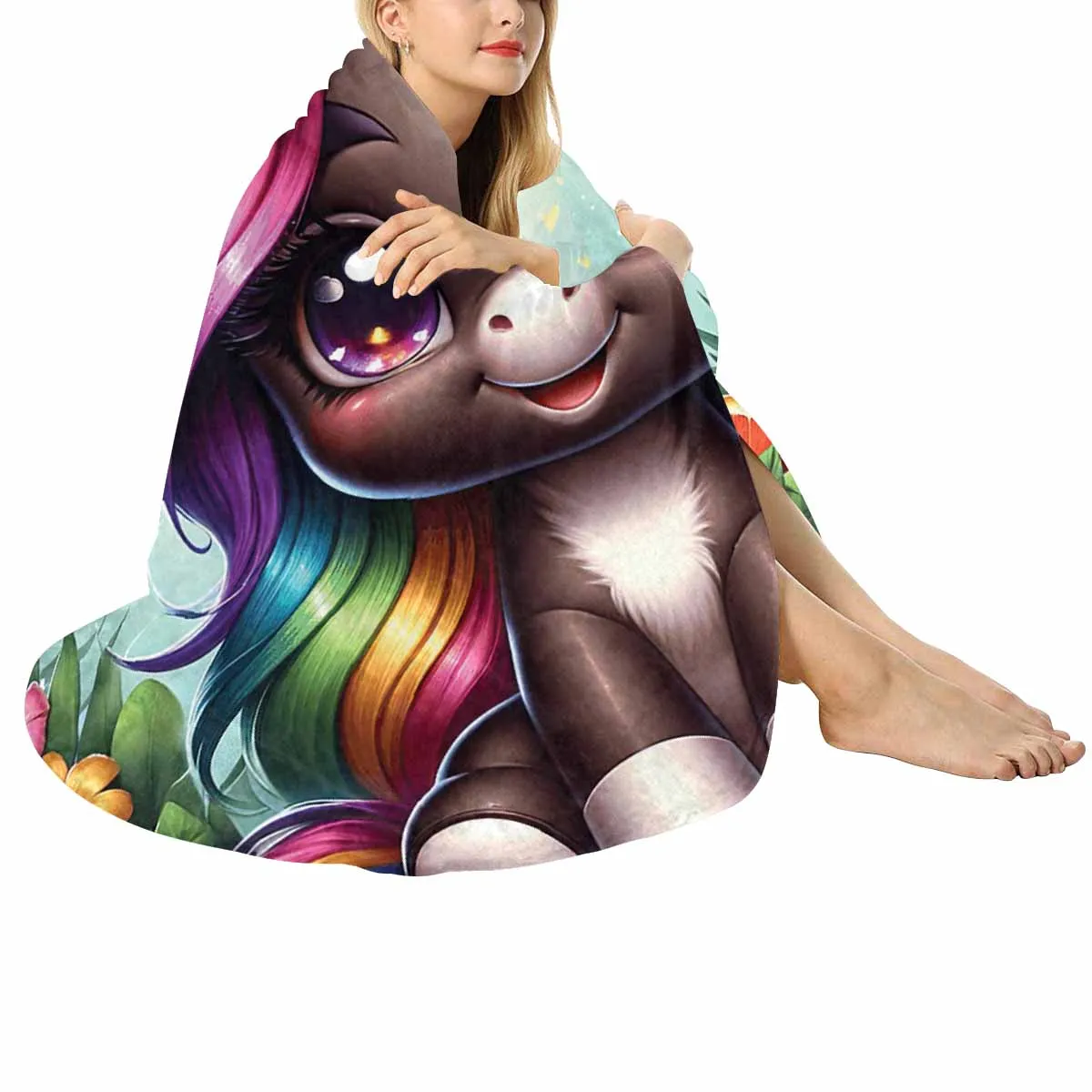 Unicorn_Awd35135  Circular Micro Fleece Blanket 60"