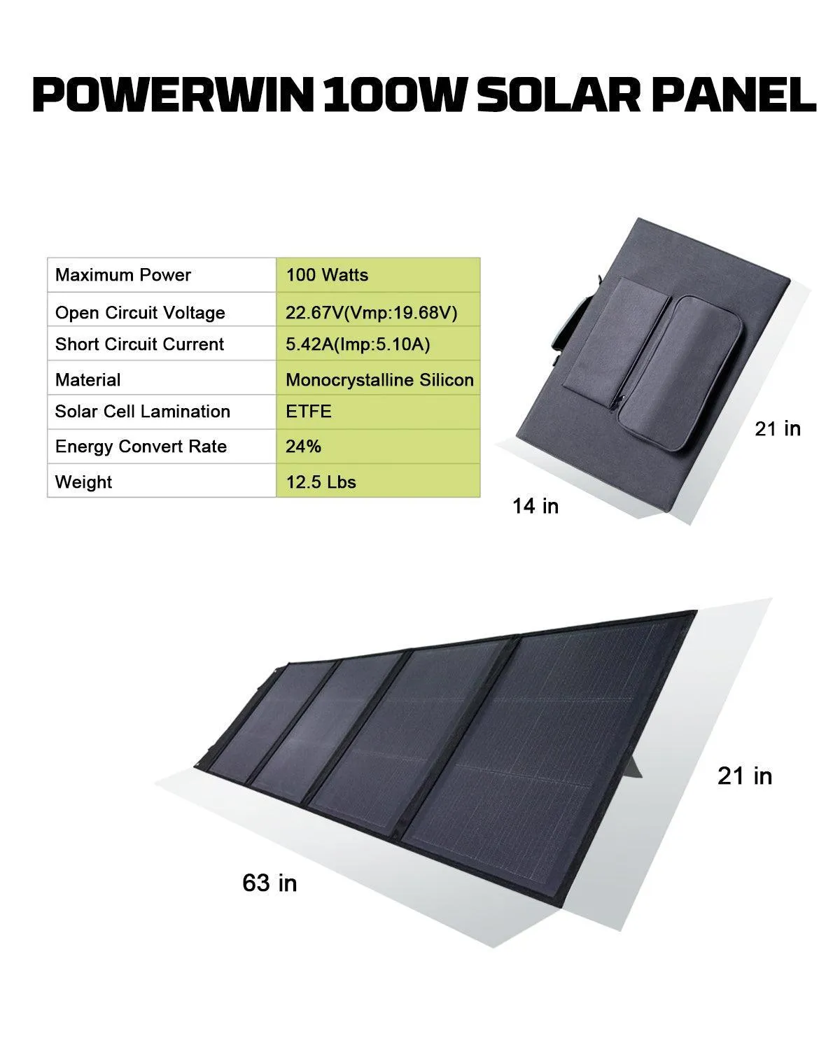 US Foldable solar panel PWS100 100W for outdoor power supply