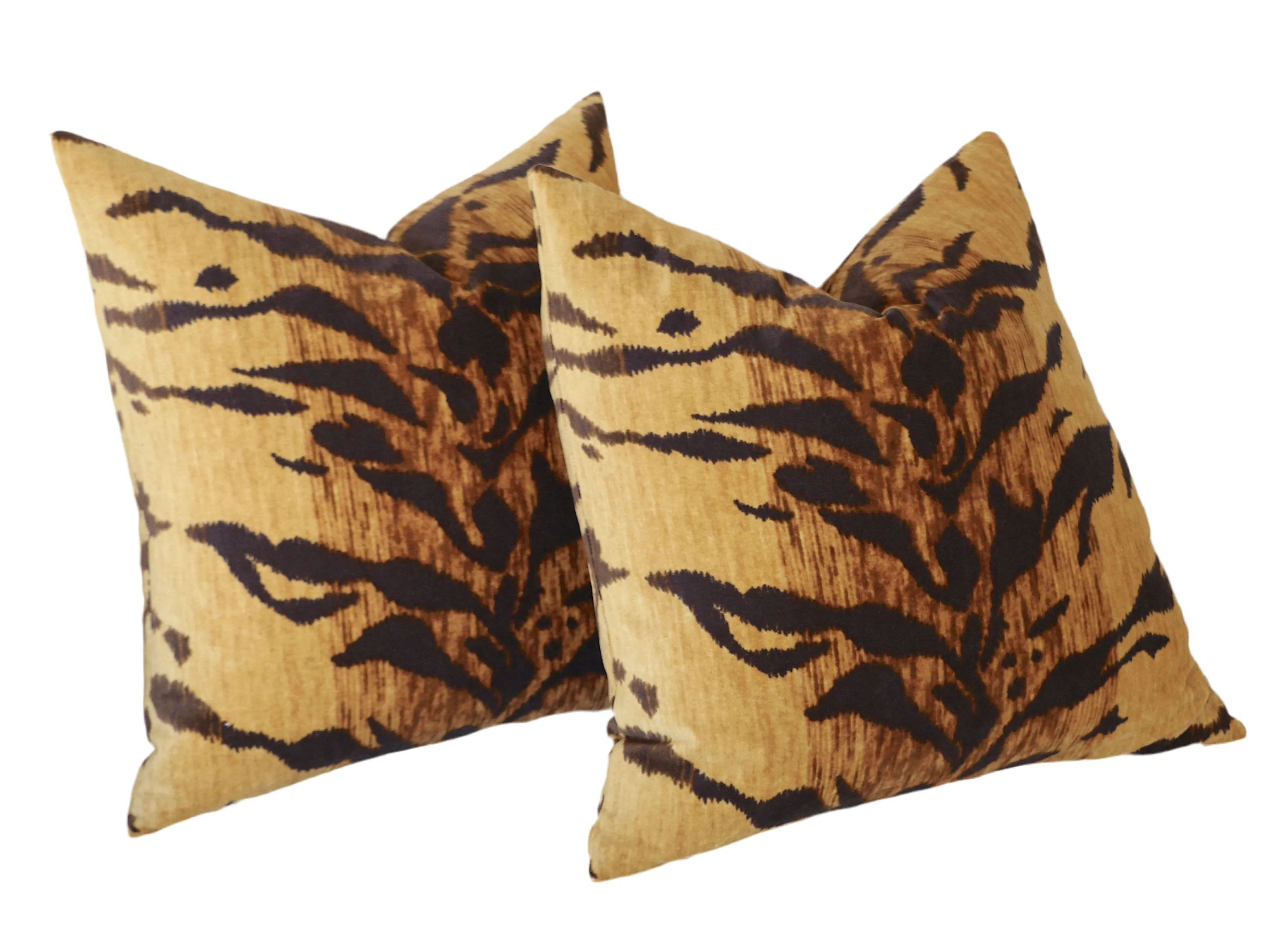 Velvet Tiger Cushion Cover / Velvet Leopard Pillow / Animal Print Pillow Cover / Jamil Natural Pillow / Beverly Hills Hotel Pillow