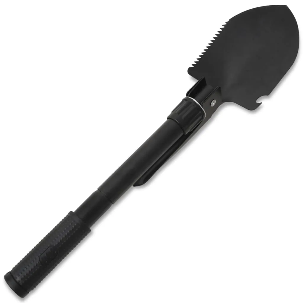 vidaXL Folding Shovel Carbon Steel Black