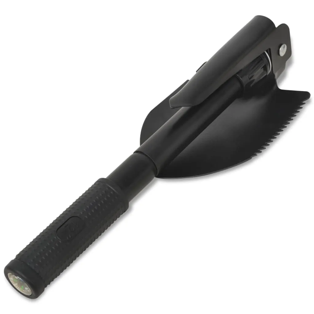 vidaXL Folding Shovel Carbon Steel Black