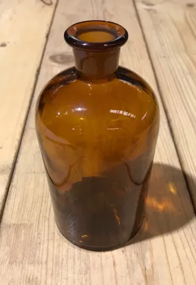 Vintage  Amber Pharmacy  Glass Bottle #3922e