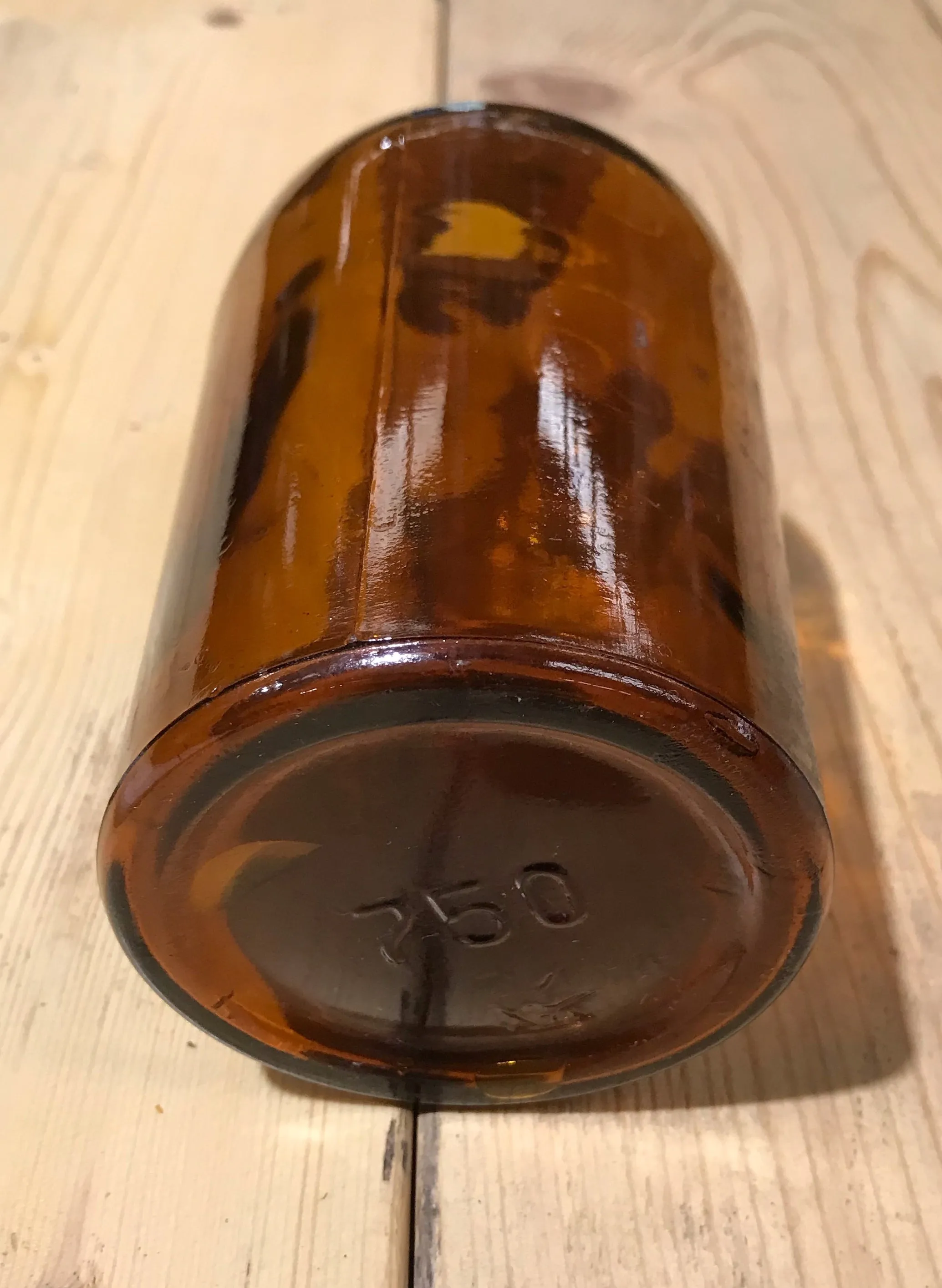 Vintage  Amber Pharmacy  Glass Bottle #3922e