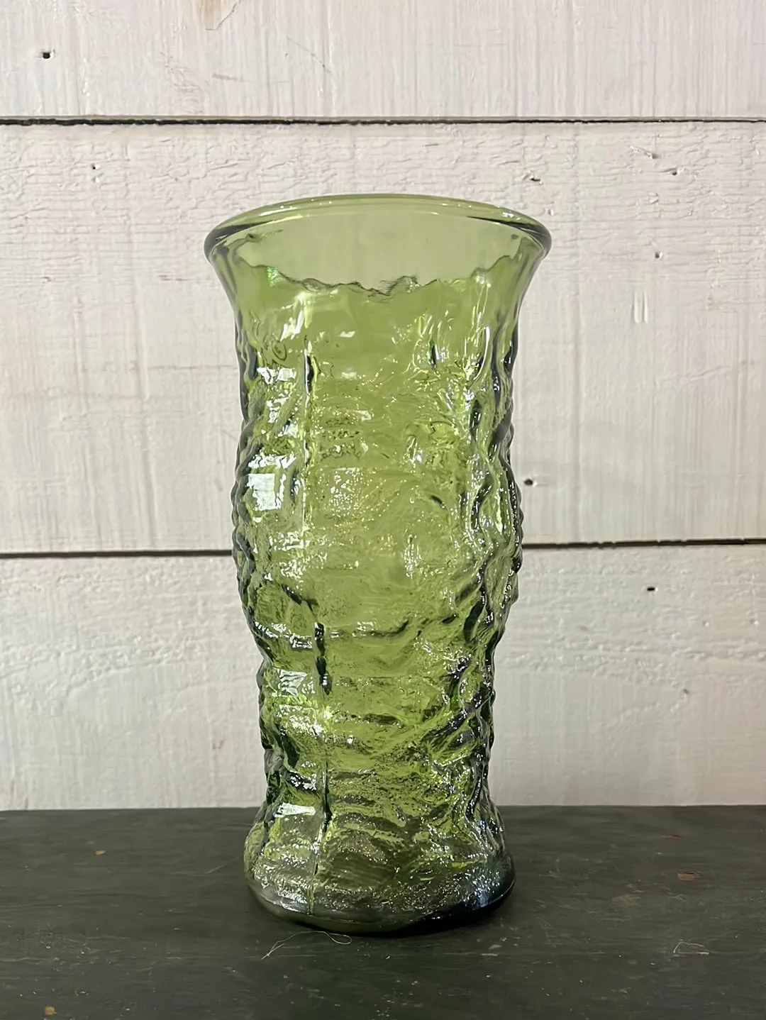 Vintage Crinkle Glass Vase