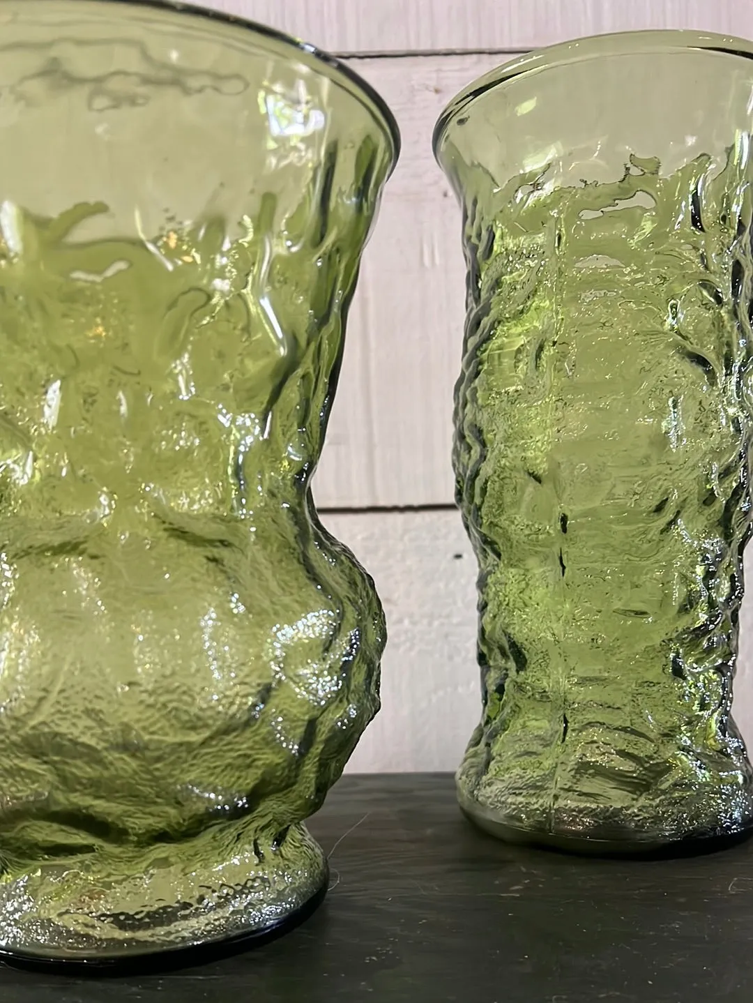 Vintage Crinkle Glass Vase