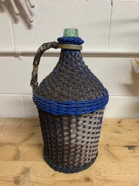 Vintage European Plastic Wicker  Demijohn Bottle  #5199 Byron