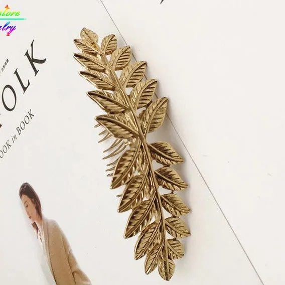 Vintage Gold or Silver Plated Leaves Bun Top Hair Comb Wedding Hair Accessories