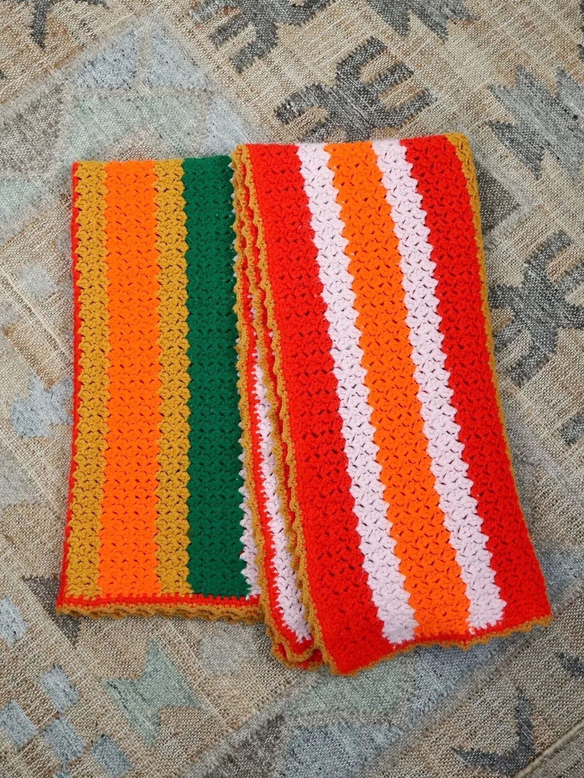 Vintage Sunset Fiesta Stripe Blanket