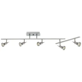 Viper 5 Light Adjustable Track Light Fixture, Brushed Steel