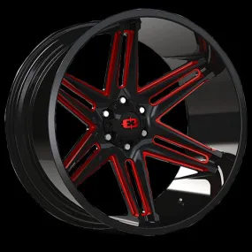 Vision Off-Road 363 Razor 20X10 5X127 -25mm Gloss Black Milled Spoke with Red