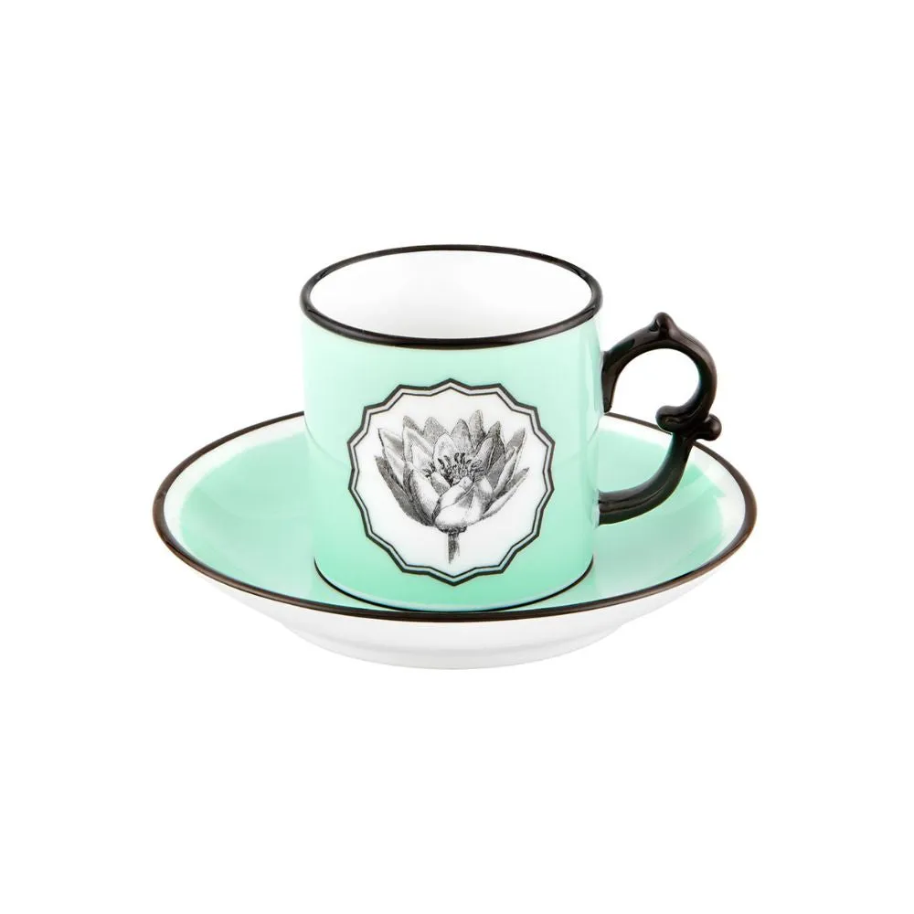 Vista Alegre Herbariae coffee cup and saucer green