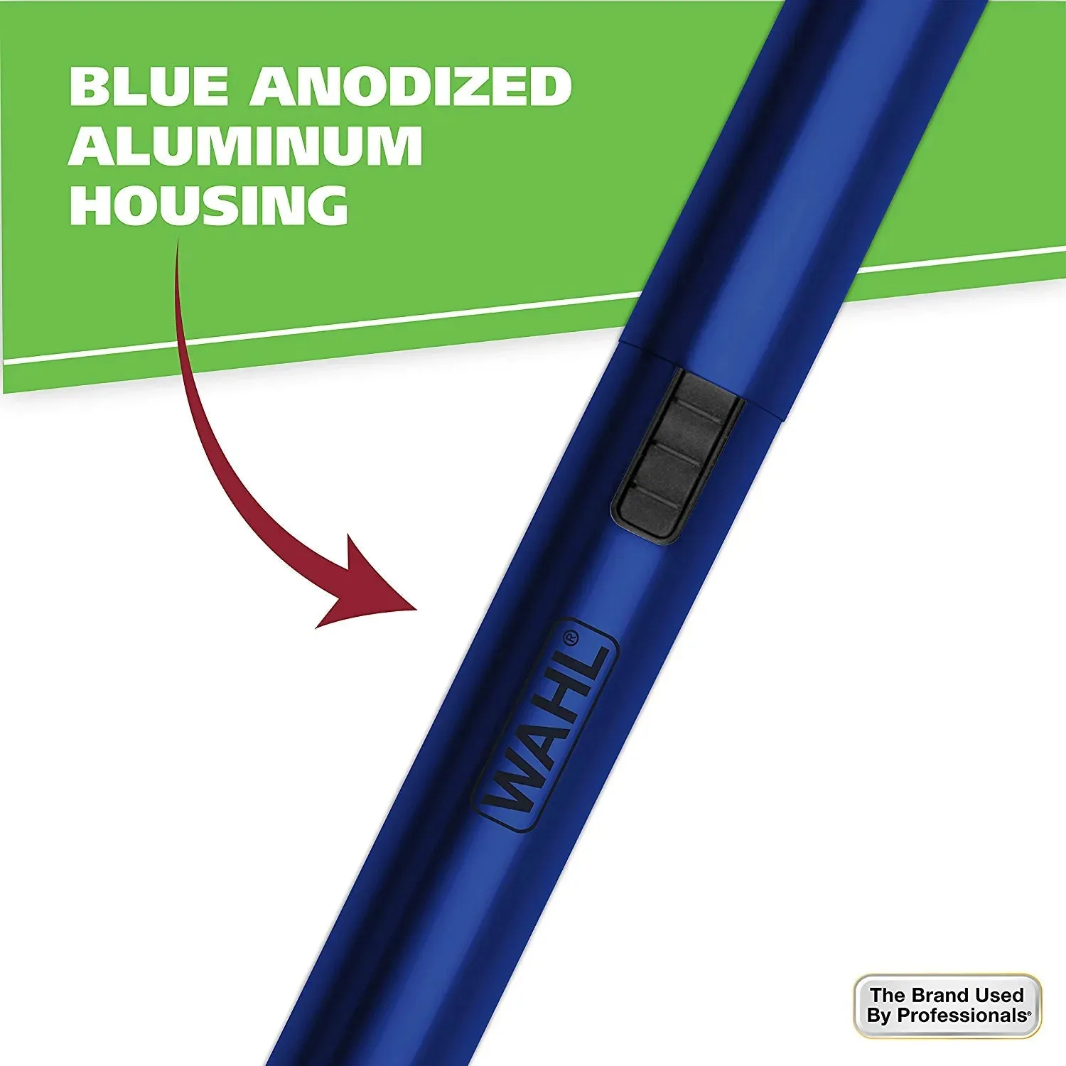 Wahl Lithium Two-In-One Pen Detail Trimmer for Nose, Ear, Neckline, Eyebrow, & Other Detailing - Blue - by the Brand Used by Professionals - Model 5643-200