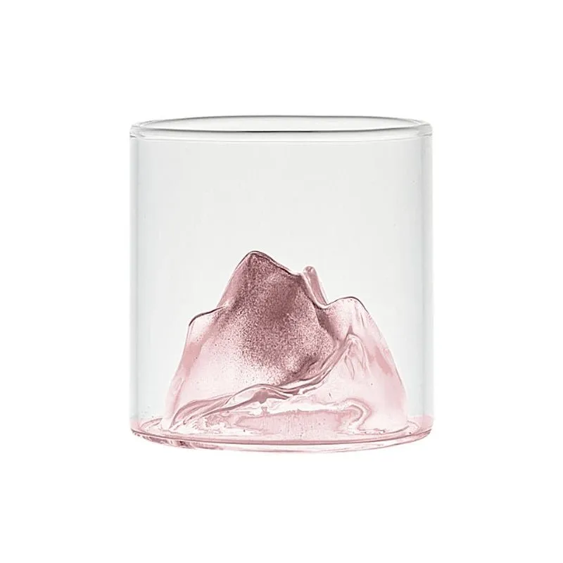 Whisky Glass Cup with 3D Mountain Water Artwork