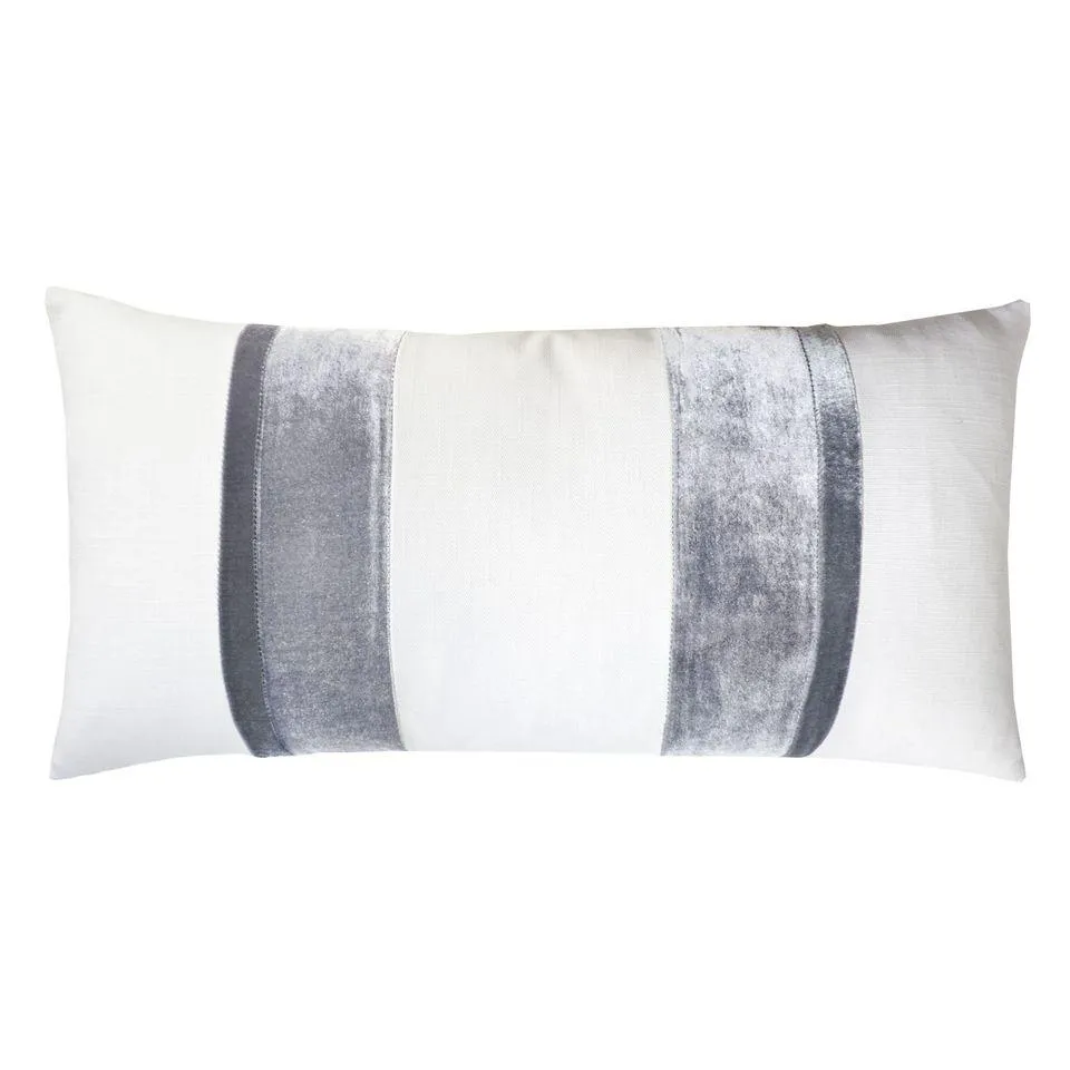 White & Gray Stripe Oblong Decorative Pillow