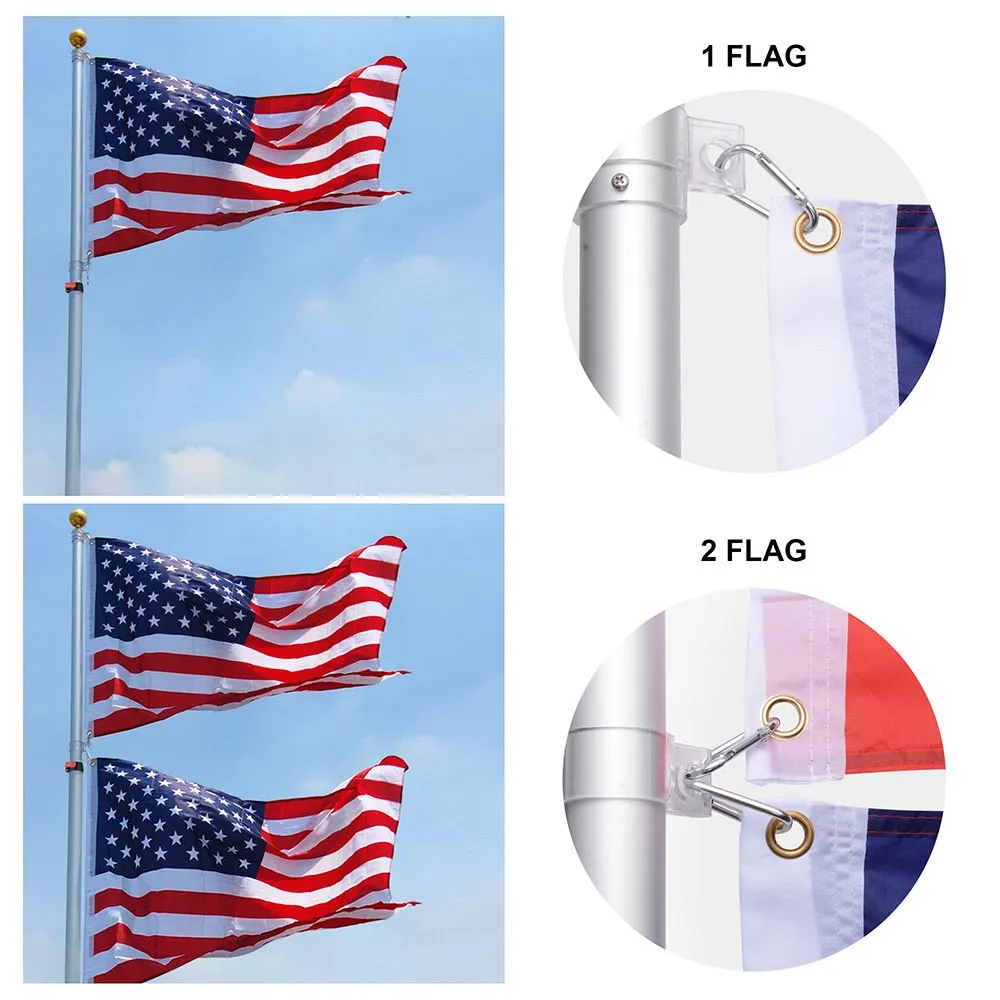 Yescom 25ft Telescopic Flag Pole with Light